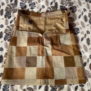 Brown patch leather skirt